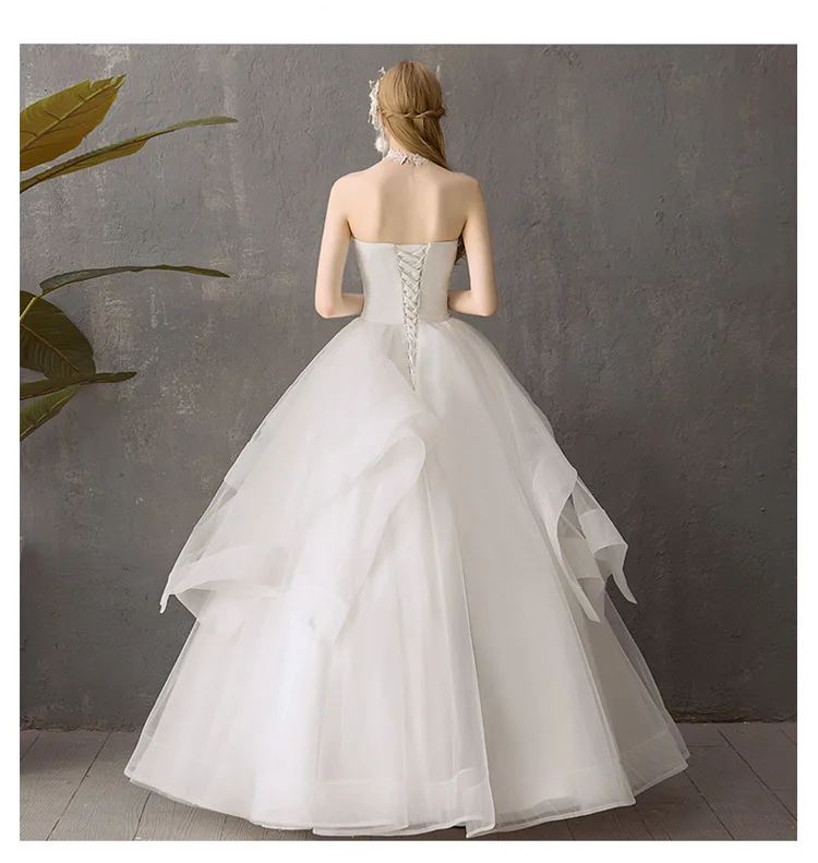 

Vestido De Noiva 2021 New Wedding Dress Elegant Strapless Floor-length Lace Up Ball Gown Princess Wedding Gown Robe De Mariee