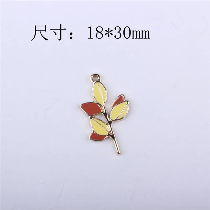 

5pcs New DIY Jewelry Accessories Multicolor Branches And Leaves Bright Gold Oil Drop Alloy Pendant Handmade Gift