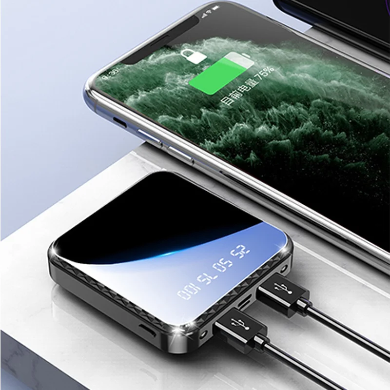 Mini Power Bank 30000mAh Portable Charger External Battery Flashlight LCD Digital Display Fast Charging Xiaomi Iphone | Мобильные