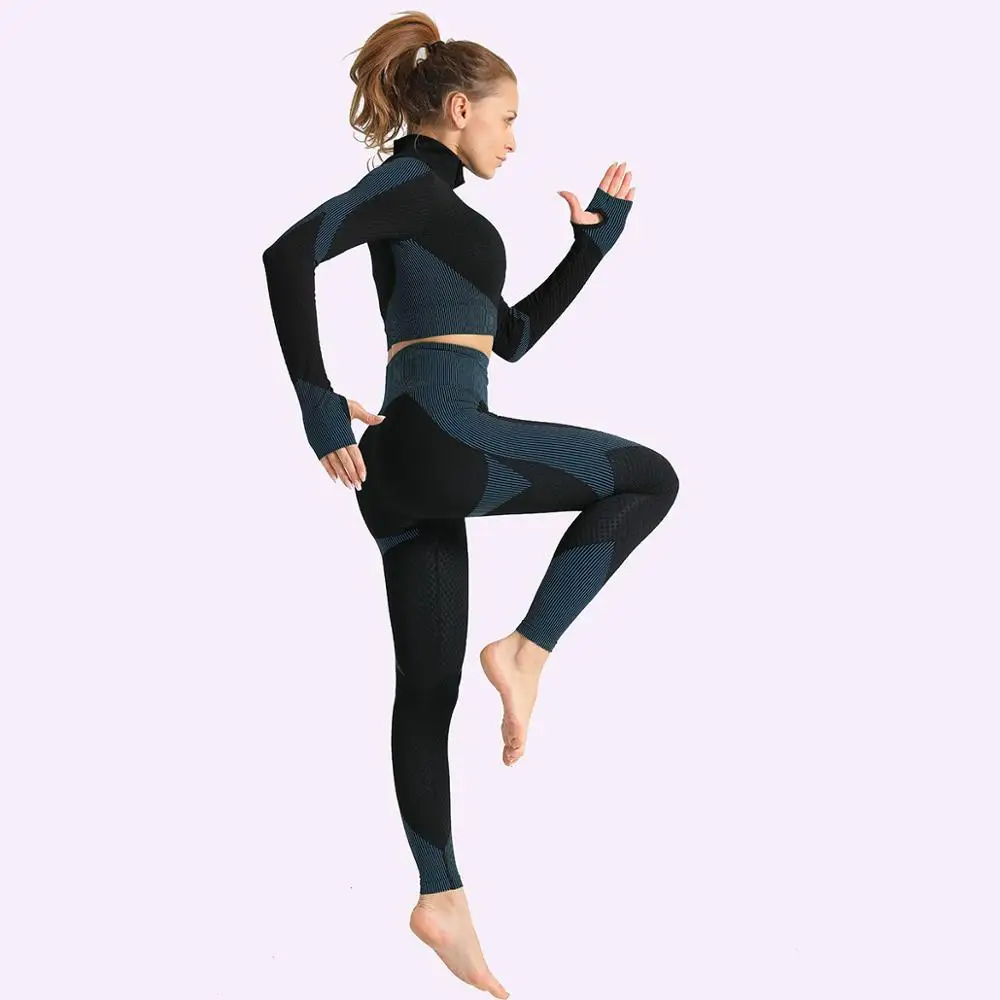 

Seamless Women Sets Leggings Female Gym suits Wear Running Clothes Fitness Suit Long Sleeve Leggings