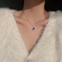women jewelry blue love necklace niche titanium steel temperament pendant clavicle chain jewelry on the neck