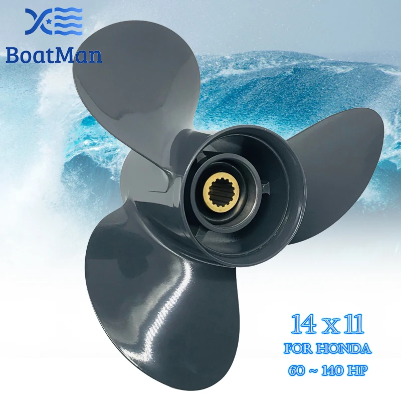 BoatMan® 14x11 Aluminum Propeller for Honda 60HP 75HP 90HP 115HP 130HP Outboard Motor 15 Tooth Engine RH Boat 58130-ZW1-011AH
