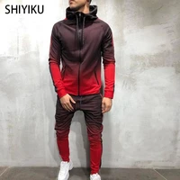 shiyiku sportswear set brand men s spring autumn zipper sweatshirt series 3d gradient color jogging sports suit two piece