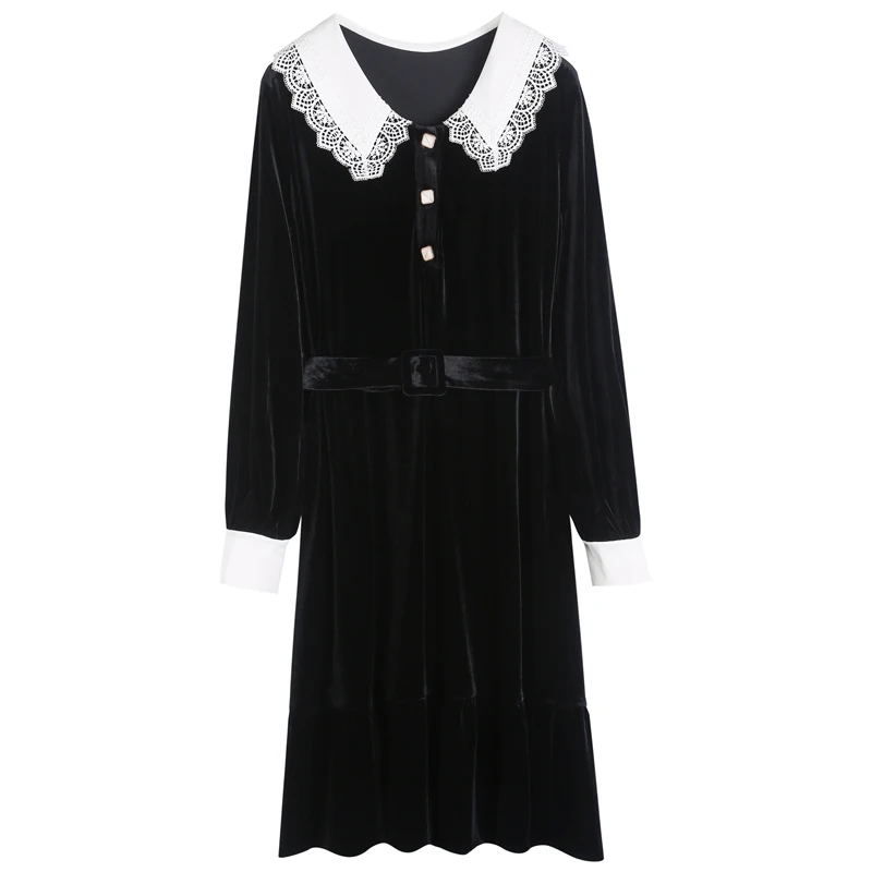 

COIGARSAM Vintage Women dress Dresses Black TS2650