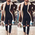 Новинка, мужской шерстяной замшевый теплый зимний тренчкот, очень длинная верхняя одежда, пальто из овечьего меха, ветрозащитная шерстяная куртка, Мужская теплая плюшевая куртка