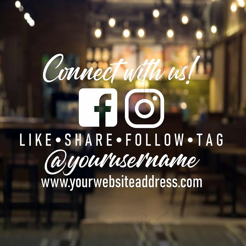 

Social Media Custom Website Address And User Name Cut Window Sticker Marketing Sign Decal Murals Vinyl Sticker ov349