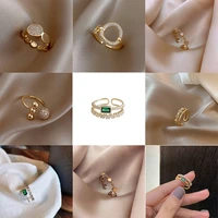 new retro green double layer ring open ring simple versatile fashion elegant ladies jewelry