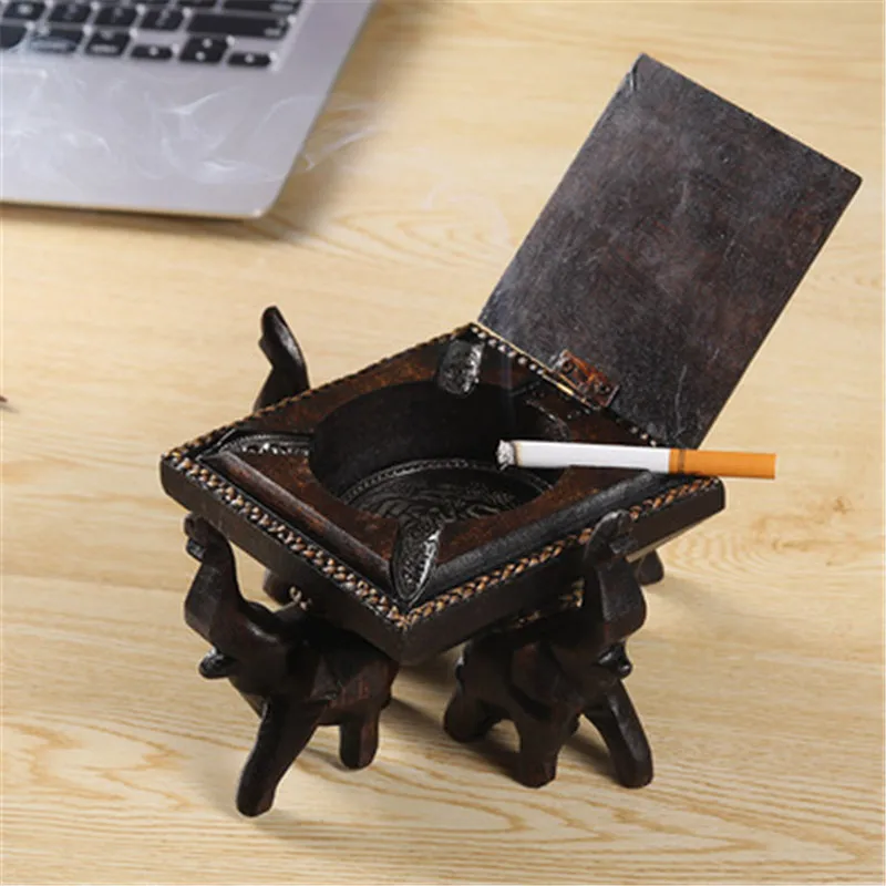 Пепельница деревянная в виде слона стиле ретро | Дом и сад