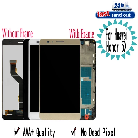 ЖК-дисплей 5,5 дюйма для Huawei Honor 5X, ЖК-дисплей 2 Гб, версия KIW-AL10 L21 L22, сенсорный экран с дигитайзером в сборе, Замена с рамкой