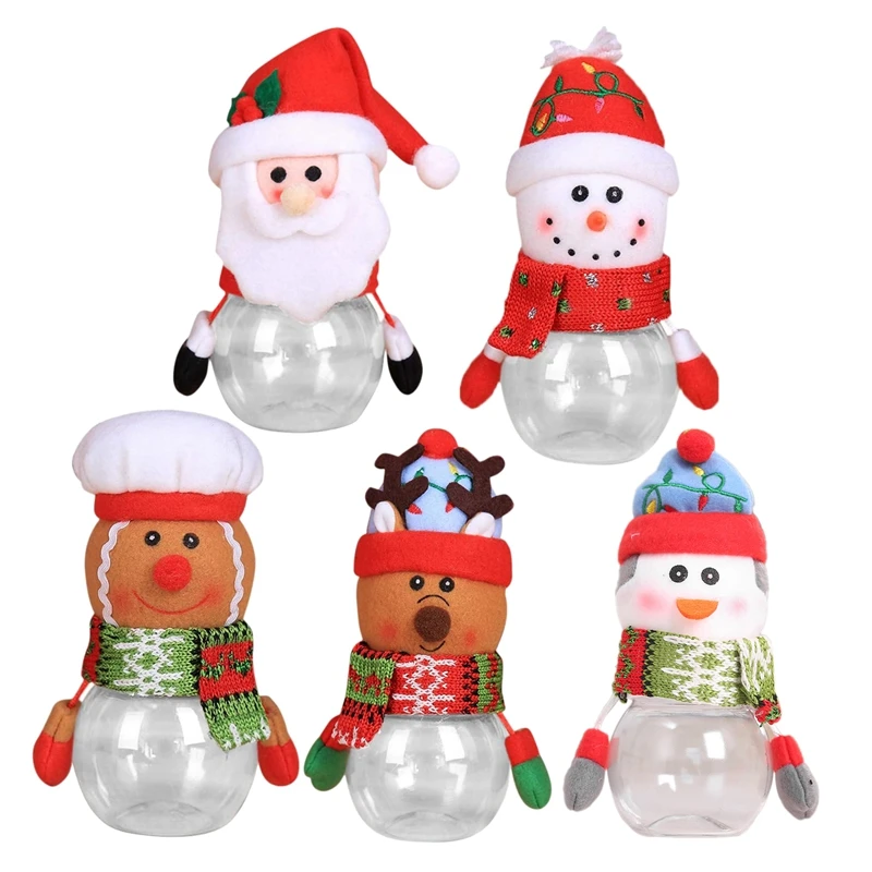 

5 Pcs Child Kids Christmas Candy Jar Storage Bottle Santa Bag Sweet Christmas Box Gif Christmas Decorations