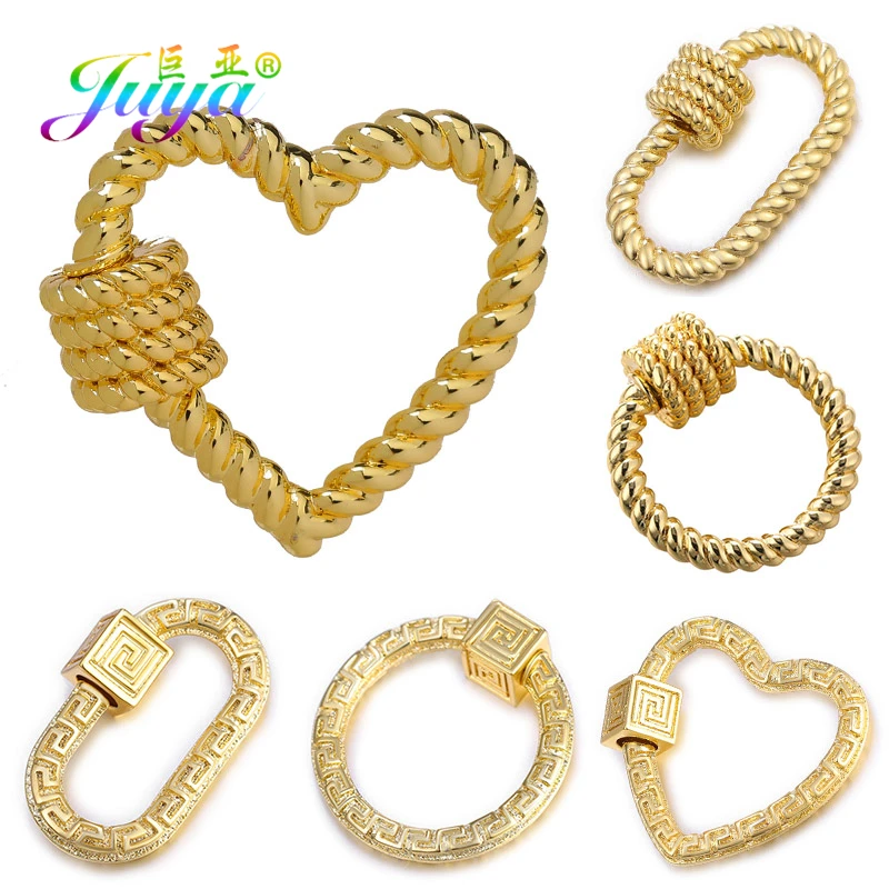 

Juya DIY Love Fastener Screw Locket Supplies Creative Carabiner Clasps Accessories For Handmade Pendant Chains Jewelry Making
