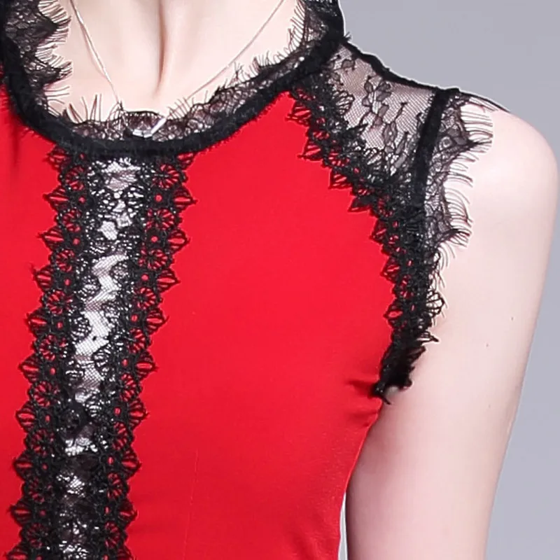 

High-grade new women's spring and summer business casual banquet no-iron soft all-match comfortable sleeveless noble red dress