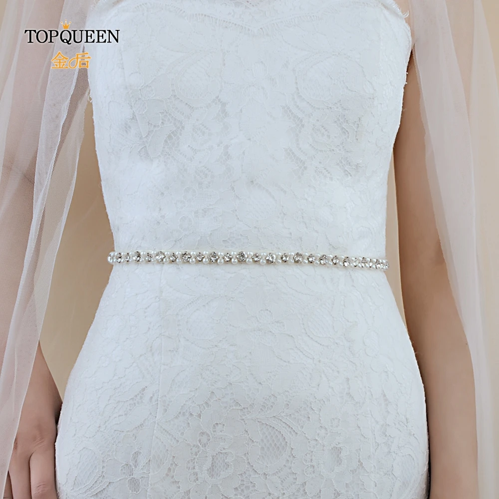 TOPQUEEN S381 Серебристые Стразы Свадебные ремни жемчужные свадебные ремни для подружки невесты платье ручной работы лента Свадебная со стразами