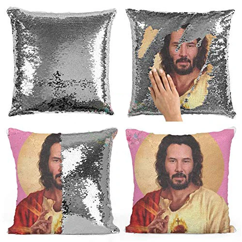 Keanu Ривз Русалка Реверсивный флип блесток бросок Наволочка забавные кляп подарки