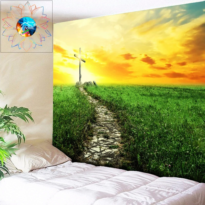 

Jesus Cross Sun Wall Tapestry Home Decorations Wall Hanging Hippie Mandala Psychedelic Tapestry For Living Room Bedroom Gobelin