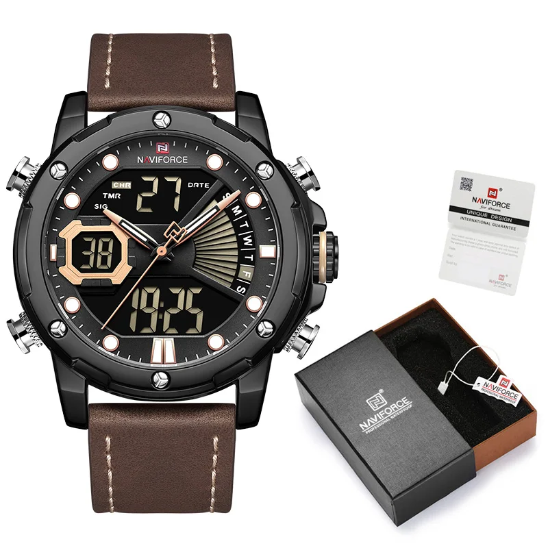 BYB-Box-B NAVIFORCE мужские часы с коробкой, распродажа, мужские спортивные часы, светодиодный, аналоговый, цифровой, кварцевые, мужские часы, водонепроницаемые, Relogio Masculino - Цвет: BYB-Box-B
