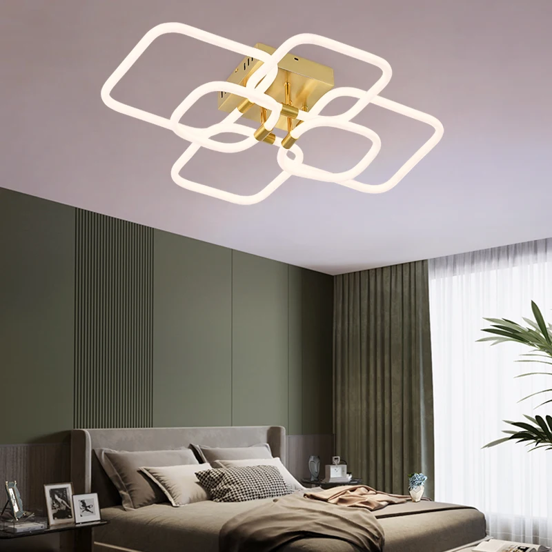 Золотая современная светодиодная Люстра для гостиной спальни акрилового