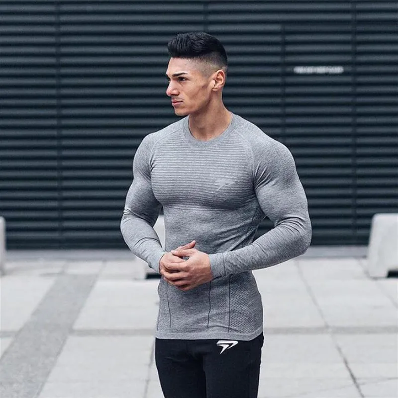 

Outdoor new casual men's T-shirt summer quick-drying fitness sportswear jogger fashion streetwear long sleeve top