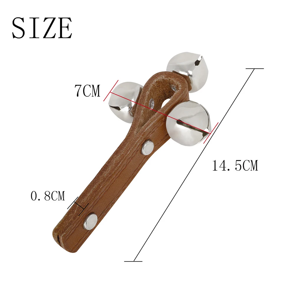 

Kids Faux Leather bell Toys Children Handheld 3 Jingle Bells Faux Leather Rattle Musical Instrument Baby Rattles Toy Gift