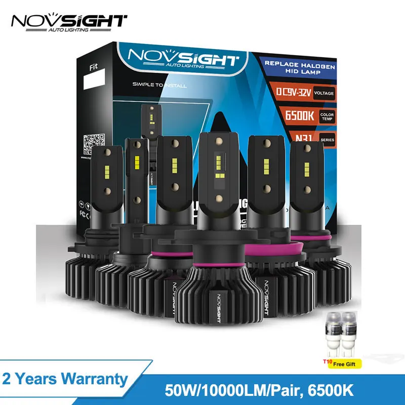 Novsight H4 Led H7 H1 H11 светильник ра 50 Вт 10 000 лм автомобильный комплект 6500k 9005 Hb3 9006 Hb4