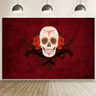 Украшение черепа на День мертвых мексиканский фестиваль фон вечерние с цветами фотосессия реквизит баннер виниловые фото обои