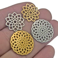 5pcs stainless steel out lotus flower yoga chakra charm double side polished hollowpendant for diy bracelet necklace craft bts