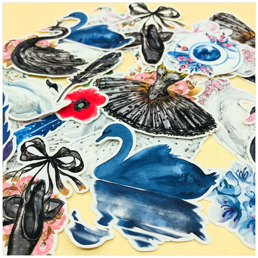 26 шт./компл. черная наклейка с лебедями для путешествий скрапбукинга альбом