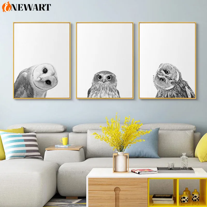Настенный плакат с изображением искривленной совы декоративная Скандинавская