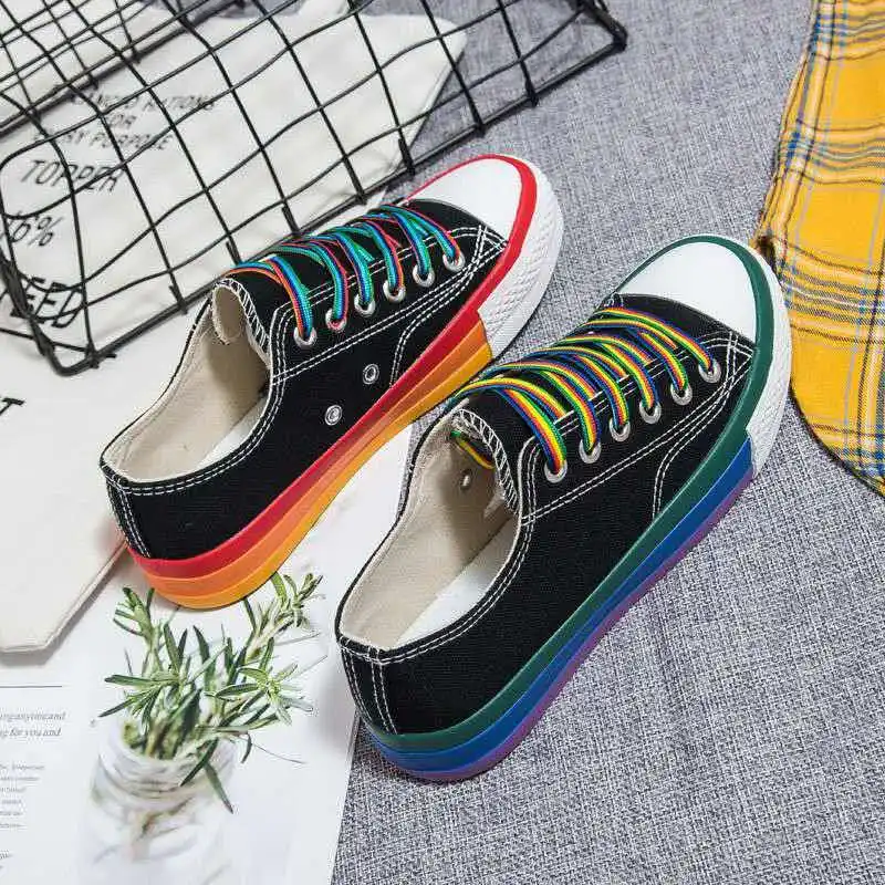 Женские парусиновые туфли Rainbow Новинка корейские повседневные сетчатые красные