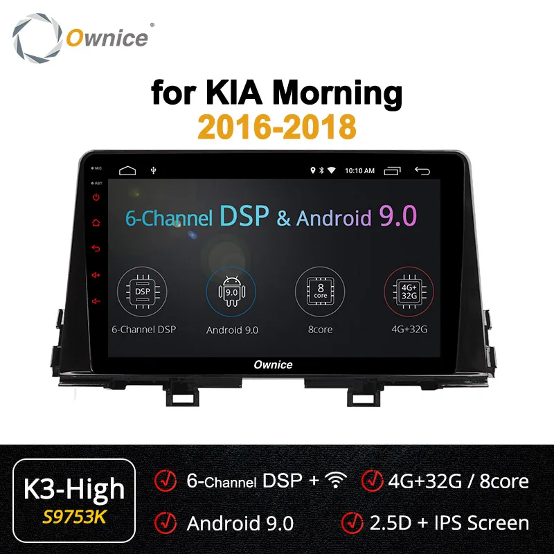 Ownice K2 K3 K5 K6 Android 9,0 автомобильный Радио dvd-плеер для KIA PICANTO MORNING 2 Din Стерео gps 360 панорама DSP - Цвет: S9753 K3-High
