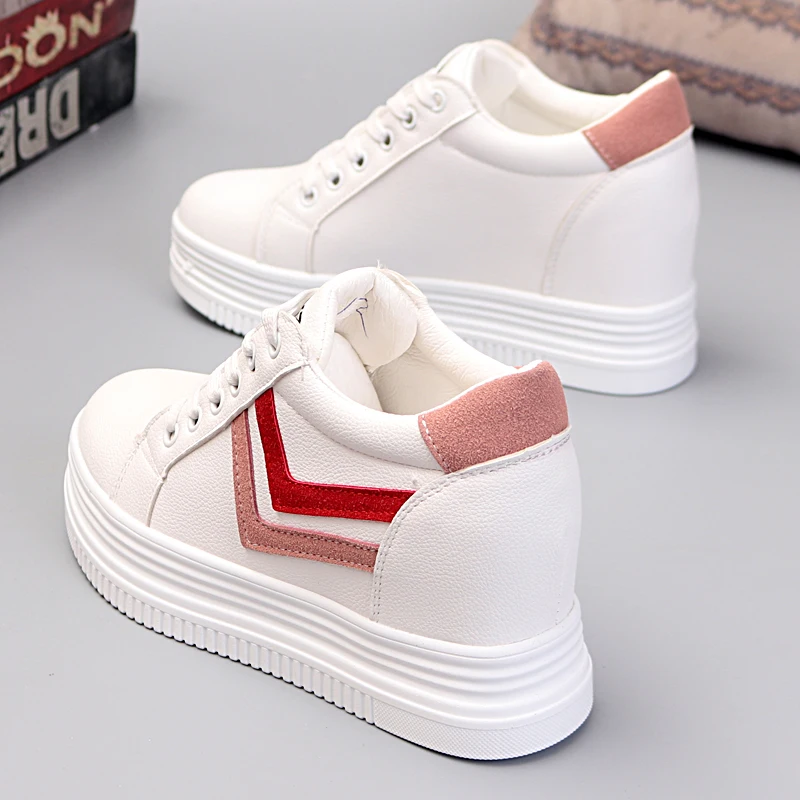 Кроссовки женские на платформе 8 см Водонепроницаемые кожаные повседневная