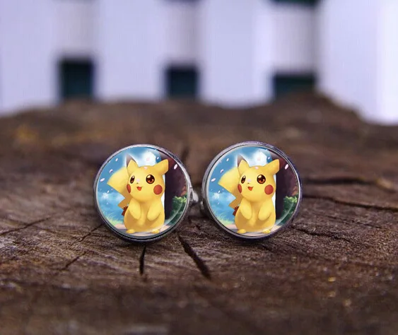 Милые запонки &quotПокемон&quot Пикачу эльфы мяч посеребренные аксессуары