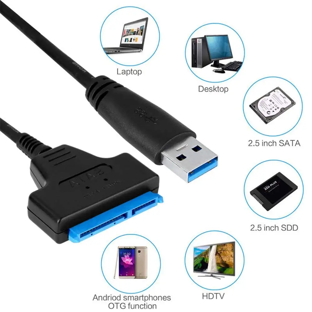 

Кабель SATA USB 3,0 Sata к USB адаптер до 6 Гбит/с Поддержка 2,5 дюйма SSD HDD жесткий диск 22 Pin SATA 3 кабель