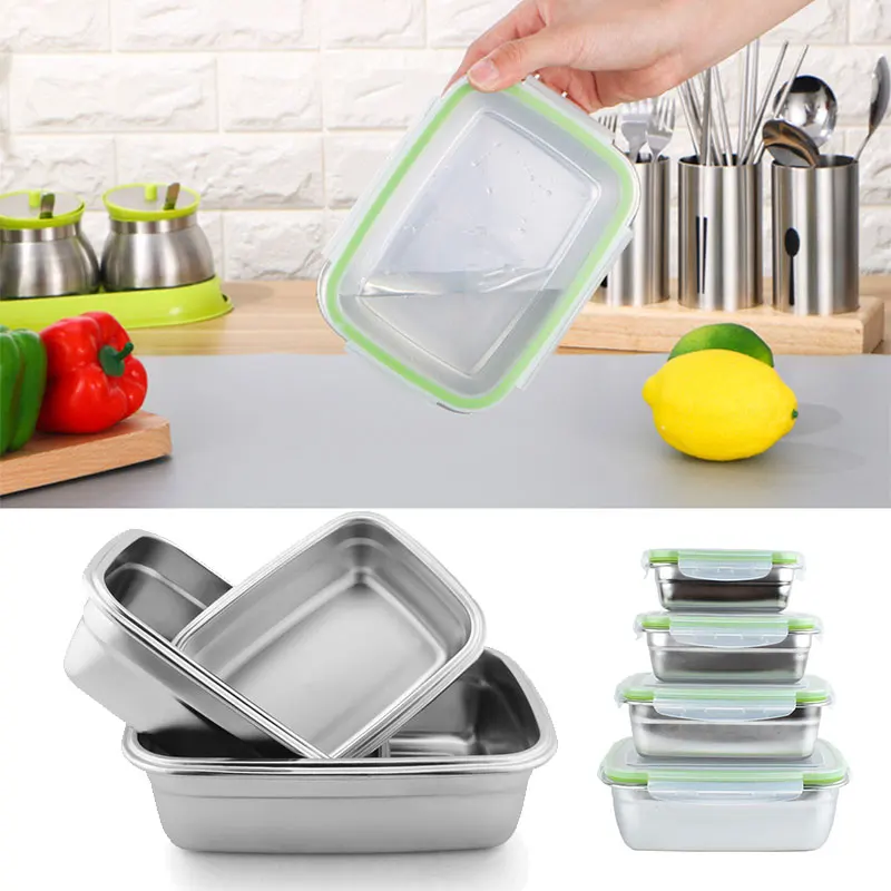 Bento Box герметичная коробка для обеда из нержавеющей стали 304 4 размера контейнер