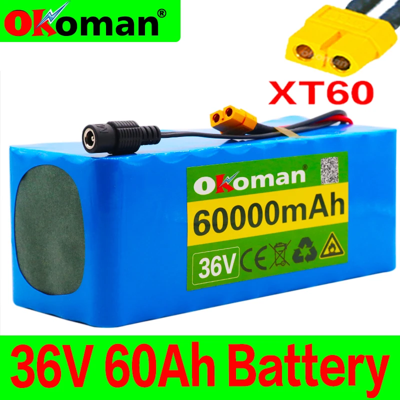 Аккумулятор 36В 10S4P 60Ач, мощностью 500 Вт, для электрических велосипедов Ebike, с пакетом BMS 42 В и разъемом xt60.