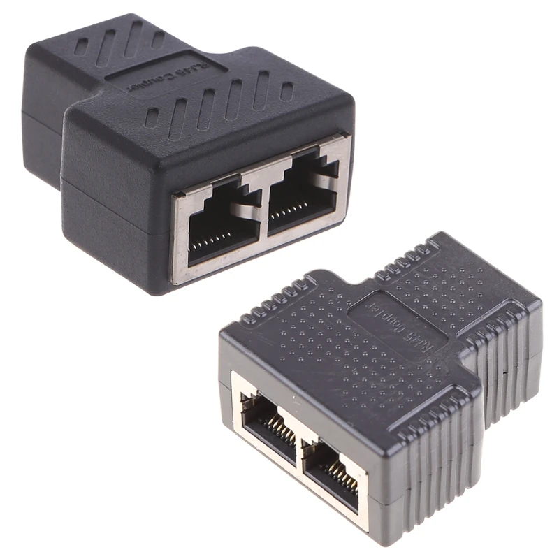 

H8WA 1 To 2 Ways LAN Ethernet Network Cable RJ45 Female Splitter Connector Adapter