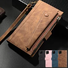 Flip Leather Phone Case For Samsung Galaxy A52 A32 5G A12 A42 S21 Plus FE S20 Ultra Note 20 Zipper Wallet Card Slot Stand Cover