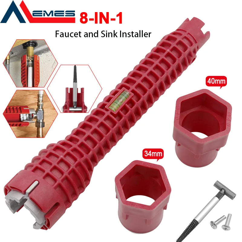 

8 In 1 Flume wrench for Sink faucet Anti-slip Kitchen Sink Repair Wrench Bathroom Faucet Assembly Bathroom Wrenches Sets