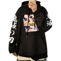 demon slayer printed hoodies funny sweatshirts hip hop long sleeve pullover loose print streetwear for men
