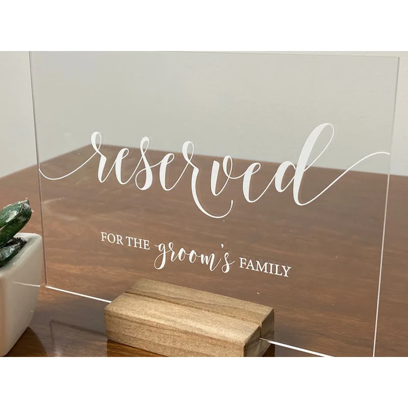 

Reserved Grooms Family Table Sign, Acrylic Wedding Table Sign and Decor