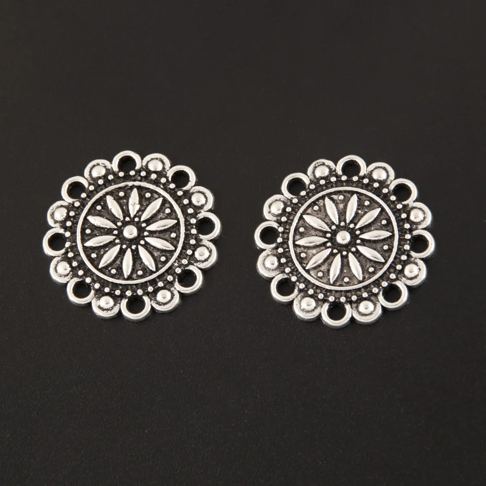 10 шт. серебристого цвета в дырочку с цветами узор Подвески Йога Подвеска для