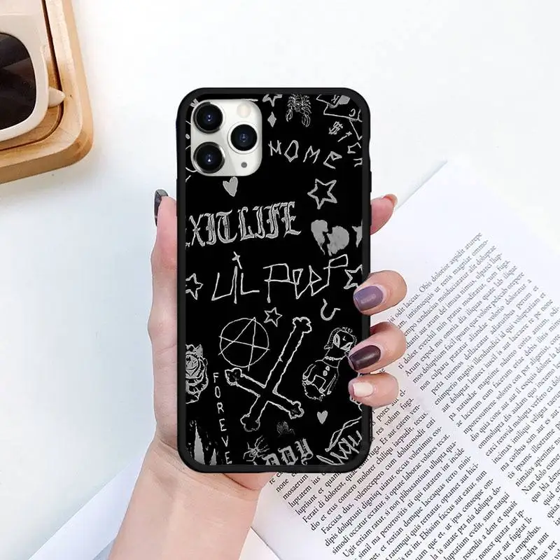 

lil peep pink rap text black fashion Phone Cases for iPhone 6 7 11 12 Pro X XS Max XR Samsung Galaxy S A 8 9 10 20 50 Plus cover
