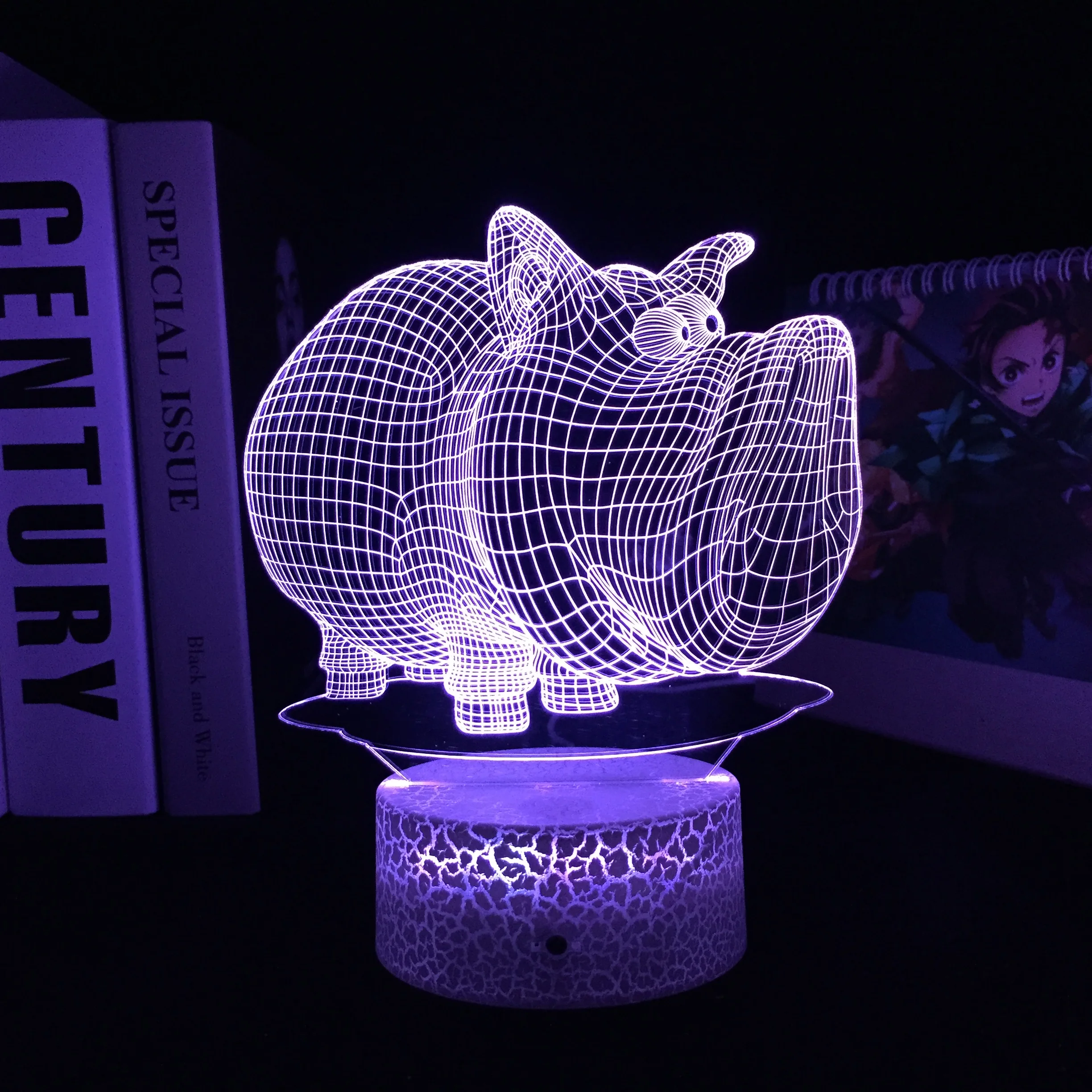 

Animal Series Standing Cute Hippo 3D LED Lamp Acrylic Light Guide Plate Visual Illusion Night Light for Home Bedroom Decoration