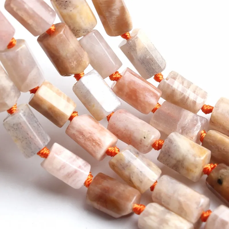 7*10 мм бусины из натурального граненого солнечного камня в форме колонны