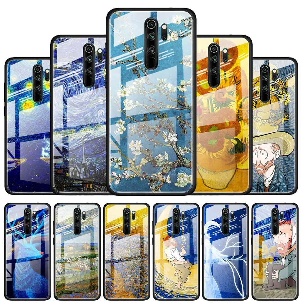 

Van Gogh Oil Painting for Xiaomi Redmi K40 K30 K20 Pro Plus 9C 9A 9 8A 7 Luxury Shell Tempered Glass Phone Case Cover