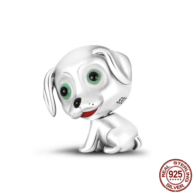 

New Plata Ornaments Ley 925 Silver Moving Head Dog Beaded Pendant Beads Suitable Original for Pandora Bracelet LadiesDIY Jewelry