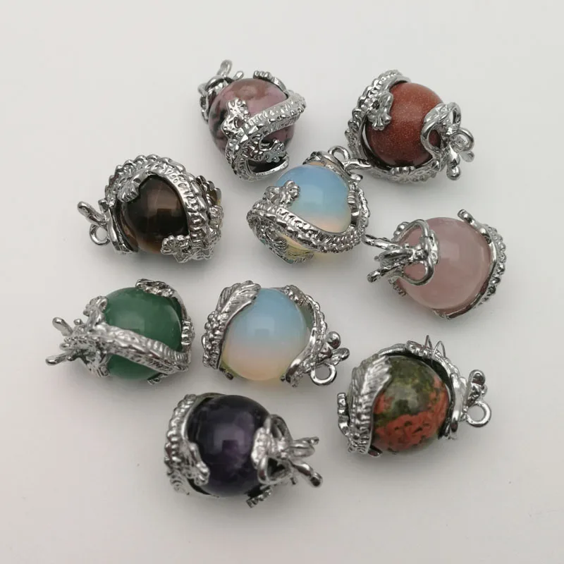 Модные подвески из натурального камня посеребренные Подвески в виде дракона