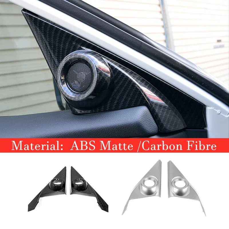 

For Honda Civic 10th 2016 2017 ABS Matte/Carbon Fibre/Red Car Interior A-pillar Speaker horn ring panel Trim Cover Accessories