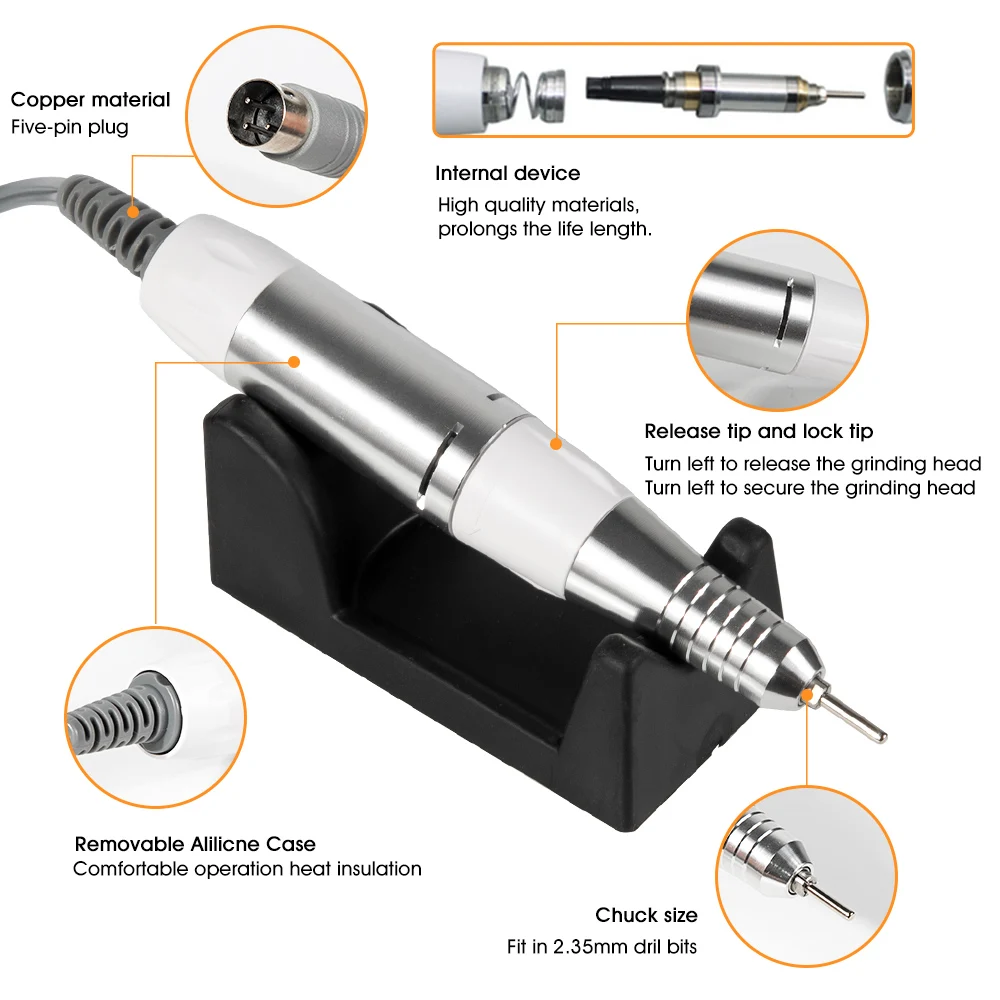 Accessories-pen Профессиональный электрический Фрезерное сверло для ногтей, машинка для маникюра, педикюра, набор инструментов для полировки ногтей, шлифовальная глазировочная машина - Цвет: Accessories-pen