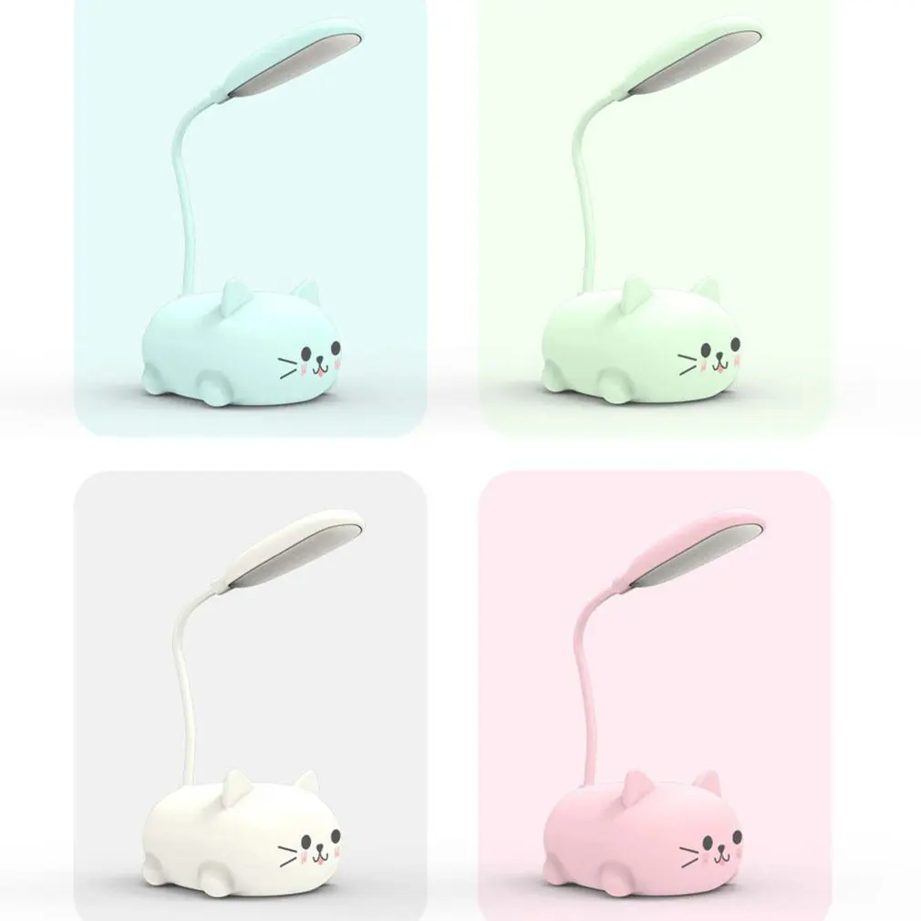 LED Table Lamp Cartoon Cute Pet Cat Night Light Usb Rechargeable Led Child Eye Protection Warm White Desk | Освещение